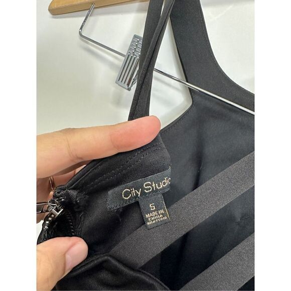 City Studio Junior’s Black Halter‎ Strappy Mini Dress Size 5 - Picture 5 of 7
